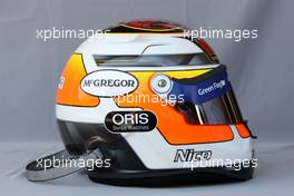 11.03.2010 Sakhir, Bahrain,  Helmet of Nico Hulkenberg (GER), Williams F1 Team  - Formula 1 World Championship, Rd 1, Bahrain Grand Prix, Thursday