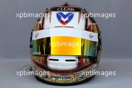 11.03.2010 Sakhir, Bahrain,  Helmet of Timo Glock (GER), Virgin Racing  - Formula 1 World Championship, Rd 1, Bahrain Grand Prix, Thursday