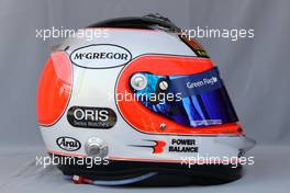11.03.2010 Sakhir, Bahrain,  Helmet of Rubens Barrichello (BRA), Williams F1 Team  - Formula 1 World Championship, Rd 1, Bahrain Grand Prix, Thursday