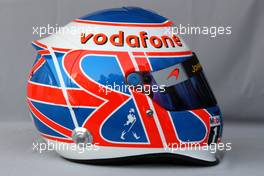 11.03.2010 Sakhir, Bahrain,  Helmet of Jenson Button (GBR), McLaren Mercedes  - Formula 1 World Championship, Rd 1, Bahrain Grand Prix, Thursday