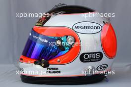 11.03.2010 Sakhir, Bahrain,  Helmet of Rubens Barrichello (BRA), Williams F1 Team  - Formula 1 World Championship, Rd 1, Bahrain Grand Prix, Thursday
