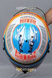 11.03.2010 Sakhir, Bahrain,  Helmet of Fernando Alonso (ESP), Scuderia Ferrari  - Formula 1 World Championship, Rd 1, Bahrain Grand Prix, Thursday