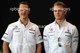 11.03.2010 Sakhir, Bahrain,  Michael Schumacher (GER), Mercedes GP Petronas, Nico Rosberg (GER), Mercedes GP Petronas - Formula 1 World Championship, Rd 1, Bahrain Grand Prix, Thursday