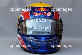 11.03.2010 Sakhir, Bahrain,  Helmet of Mark Webber (AUS), Red Bull Racing  - Formula 1 World Championship, Rd 1, Bahrain Grand Prix, Thursday