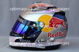11.03.2010 Sakhir, Bahrain,  Helmet of Sebastian Vettel (GER), Red Bull Racing  - Formula 1 World Championship, Rd 1, Bahrain Grand Prix, Thursday