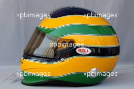 11.03.2010 Sakhir, Bahrain,  Helmet of Karun Chandhok (IND), HRT F1 Team  - Formula 1 World Championship, Rd 1, Bahrain Grand Prix, Thursday