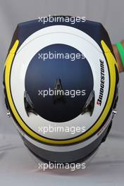 11.03.2010 Sakhir, Bahrain,  Helmet of Pedro de la Rosa (ESP), BMW Sauber F1 Team  - Formula 1 World Championship, Rd 1, Bahrain Grand Prix, Thursday