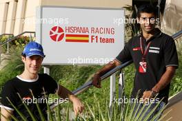 10.03.2010 Sakhir, Bahrain,  Bruno Senna (BRA), Hispania Racing F1 Team, Karun Chandhok (IND), Hispania Racing F1 Team - Formula 1 World Championship, Rd 1, Bahrain Grand Prix, Wednesday