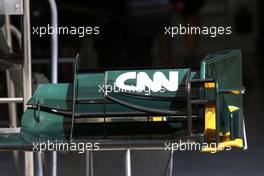 10.03.2010 Sakhir, Bahrain,  CNN on the front wing of the Lotus - Formula 1 World Championship, Rd 1, Bahrain Grand Prix, Wednesday