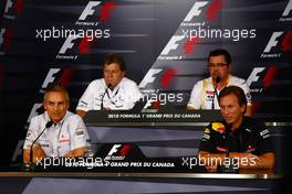 11.06.2010 Montreal, Canada,  Martin Whitmarsh (GBR), McLaren, Chief Executive Officer with Norbert Haug (GER), Mercedes, Motorsport chief, Eric Boullier (FRA), Team Principal, Renault F1 Team and Christian Horner (GBR), Red Bull Racing, Sporting Director - Formula 1 World Championship, Rd 8, Canadian Grand Prix, Friday Press Conference