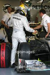 11.06.2010 Montreal, Canada,  Nico Rosberg (GER), Mercedes GP getting in the car  - Formula 1 World Championship, Rd 8, Canadian Grand Prix, Friday Practice