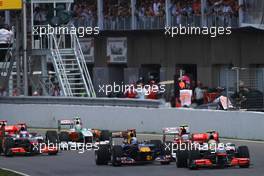 13.06.2010 Montreal, Canada,  Lewis Hamilton (GBR), McLaren Mercedes leads the start of the race - Formula 1 World Championship, Rd 8, Canadian Grand Prix, Sunday Race