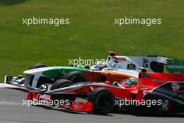 13.06.2010 Montreal, Canada,  Lucas di Grassi (BRA), Virgin Racing and Adrian Sutil (GER), Force India F1 Team  - Formula 1 World Championship, Rd 8, Canadian Grand Prix, Sunday Race