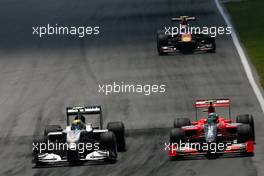 13.06.2010 Montreal, Canada,  Nico Rosberg (GER), Mercedes GP and Lucas di Grassi (BRA), Virgin Racing  - Formula 1 World Championship, Rd 8, Canadian Grand Prix, Sunday Race
