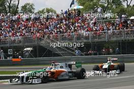 13.06.2010 Montreal, Canada,  Adrian Sutil (GER), Force India F1 Team and Vitantonio Liuzzi (ITA), Force India F1 Team  - Formula 1 World Championship, Rd 8, Canadian Grand Prix, Sunday Race