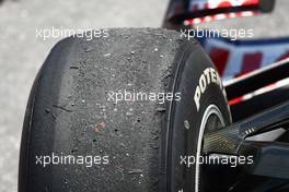 13.06.2010 Montreal, Canada,  Worn tyres on Sebastian Vettel (GER), Red Bull Racing  - Formula 1 World Championship, Rd 8, Canadian Grand Prix, Sunday Race