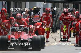 13.06.2010 Montreal, Canada,  Felipe Massa (BRA), Scuderia Ferrari  pit stop  - Formula 1 World Championship, Rd 8, Canadian Grand Prix, Sunday Race