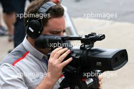 12.06.2010 Montreal, Canada,  A TV camera man with a 3D camera - Formula 1 World Championship, Rd 8, Canadian Grand Prix, Saturday Practice