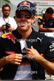 13.06.2010 Montreal, Canada,  Sebastian Vettel (GER), Red Bull Racing wearing a Germany football tshirt- Formula 1 World Championship, Rd 8, Canadian Grand Prix, Sunday