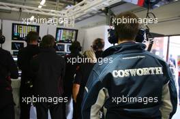 16.04.2010 Shanghai, China,  A Cosworth engineer looks at the times - Formula 1 World Championship, Rd 4, Chinese Grand Prix, Friday Practice