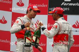 18.04.2010 Shanghai, China,  1st place Jenson Button (GBR), McLaren Mercedes with 2nd place Lewis Hamilton (GBR), McLaren Mercedes - Formula 1 World Championship, Rd 4, Chinese Grand Prix, Sunday Podium