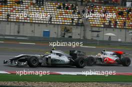 18.04.2010 Shanghai, China,  Nico Rosberg (GER), Mercedes GP Petronas and Lewis Hamilton (GBR), McLaren Mercedes - Formula 1 World Championship, Rd 4, Chinese Grand Prix, Sunday Race