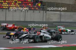 18.04.2010 Shanghai, China,  Michael Schumacher (GER), Mercedes GP Petronas and Mark Webber (AUS), Red Bull Racing - Formula 1 World Championship, Rd 4, Chinese Grand Prix, Sunday Race