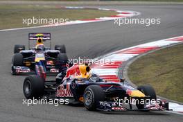 18.04.2010 Shanghai, China,  Sebastian Vettel (GER), Red Bull Racing, RB6 leads Mark Webber (AUS), Red Bull Racing, RB6 - Formula 1 World Championship, Rd 4, Chinese Grand Prix, Sunday Race