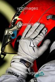 17.04.2010 Shanghai, China,  The glove of Michael Schumacher (GER), Mercedes GP Petronas - Formula 1 World Championship, Rd 4, Chinese Grand Prix, Saturday