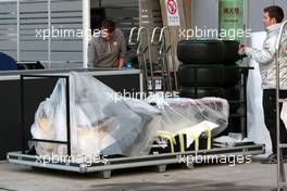 17.04.2010 Shanghai, China,  A wrapped up McLaren Mercedes, MP4-25 - Formula 1 World Championship, Rd 4, Chinese Grand Prix, Saturday