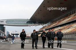 15.04.2010 Shanghai, China,  Michael Schumacher (GER), Mercedes GP Petronas walk the circuit - Formula 1 World Championship, Rd 4, Chinese Grand Prix, Thursday