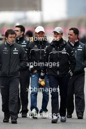 15.04.2010 Shanghai, China,  Nico Rosberg (GER), Mercedes GP Petronas and Michael Schumacher (GER), Mercedes GP Petronas walk the circuit - Formula 1 World Championship, Rd 4, Chinese Grand Prix, Thursday
