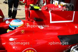 07.05.2010 Barcelona, Spain,  Fernando Alonso (ESP), Scuderia Ferrari with the new design on the engine cover - Formula 1 World Championship, Rd 5, Spanish Grand Prix, Friday Practice