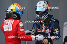 09.05.2010 Barcelona, Spain,  Fernando Alonso (ESP), Scuderia Ferrari and Sebastian Vettel (GER), Red Bull Racing - Formula 1 World Championship, Rd 5, Spanish Grand Prix, Sunday Podium