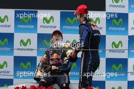 09.05.2010 Barcelona, Spain,  1st place Mark Webber (AUS), Red Bull Racing and 3rd place Sebastian Vettel (GER), Red Bull Racing  - Formula 1 World Championship, Rd 5, Spanish Grand Prix, Sunday Podium