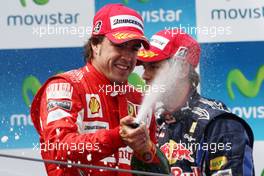 09.05.2010 Barcelona, Spain,  Fernando Alonso (ESP), Scuderia Ferrari, Sebastian Vettel (GER), Red Bull Racing - Formula 1 World Championship, Rd 5, Spanish Grand Prix, Sunday Podium