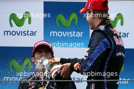 09.05.2010 Barcelona, Spain,  Mark Webber (AUS), Red Bull Racing and Sebastian Vettel (GER), Red Bull Racing  - Formula 1 World Championship, Rd 5, Spanish Grand Prix, Sunday Podium