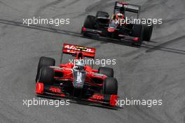 09.05.2010 Barcelona, Spain,  Lucas di Grassi (BRA), Virgin Racing, Karun Chandhok (IND), Hispania Racing F1 Team HRT - Formula 1 World Championship, Rd 5, Spanish Grand Prix, Sunday Race