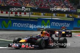 09.05.2010 Barcelona, Spain,  Mark Webber (AUS), Red Bull Racing, RB6 leads Sebastian Vettel (GER), Red Bull Racing, RB6 - Formula 1 World Championship, Rd 5, Spanish Grand Prix, Sunday Race