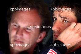 08.05.2010 Barcelona, Spain,  Christian Horner (GBR), Red Bull Racing, Sporting Director, Mark Webber (AUS), Red Bull Racing - Formula 1 World Championship, Rd 5, Spanish Grand Prix, Saturday Practice