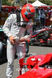 08.05.2010 Barcelona, Spain,  Michael Schumacher (GER), Mercedes GP looks at the Ferrari - Formula 1 World Championship, Rd 5, Spanish Grand Prix, Saturday Qualifying