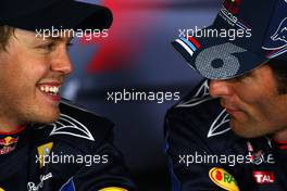 08.05.2010 Barcelona, Spain,  Sebastian Vettel (GER), Red Bull Racing, Mark Webber (AUS), Red Bull Racing - Formula 1 World Championship, Rd 5, Spanish Grand Prix, Saturday Press Conference