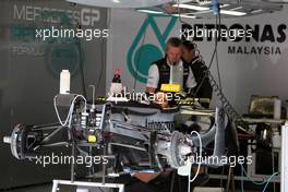 06.05.2010 Barcelona, Spain,  The car of Michael Schumacher (GER), Mercedes GP Petronas - Formula 1 World Championship, Rd 5, Spanish Grand Prix, Thursday