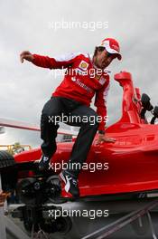 06.05.2010 Barcelona, Spain,  Fernando Alonso (ESP), Scuderia Ferrari jumps of the new Ferrai Roller Coaster to be the faster roller coaster in the world of speeds up to 240 kph to be used in Abu Dhabi - Formula 1 World Championship, Rd 5, Spanish Grand Prix, Thursday