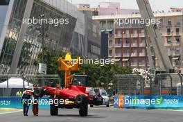25.06.2010 Valencia, Spain,  Felipe Massa (BRA), Scuderia Ferrari span and stalled - Formula 1 World Championship, Rd 9, European Grand Prix, Friday Practice