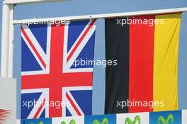 27.06.2010 Valencia, Spain,  British Flag and German Flag - Formula 1 World Championship, Rd 9, European Grand Prix, Sunday Podium