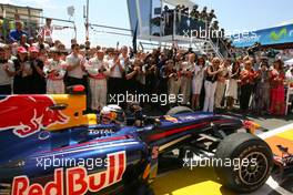 27.06.2010 Valencia, Spain,  Sebastian Vettel (GER), Red Bull Racing  - Formula 1 World Championship, Rd 9, European Grand Prix, Sunday Podium