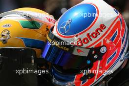 27.06.2010 Valencia, Spain,  Lewis Hamilton (GBR), McLaren Mercedes and Jenson Button (GBR), McLaren Mercedes  - Formula 1 World Championship, Rd 9, European Grand Prix, Sunday Podium