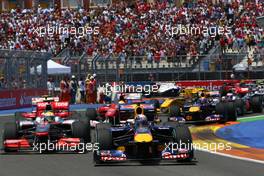 27.06.2010 Valencia, Spain,  Start of the race, Lewis Hamilton (GBR), McLaren Mercedes and Sebastian Vettel (GER), Red Bull Racing - Formula 1 World Championship, Rd 9, European Grand Prix, Sunday Race