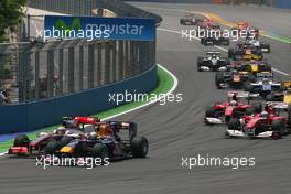 27.06.2010 Valencia, Spain,  Start of the race, Lewis Hamilton (GBR), McLaren Mercedes and Sebastian Vettel (GER), Red Bull Racing  - Formula 1 World Championship, Rd 9, European Grand Prix, Sunday Race